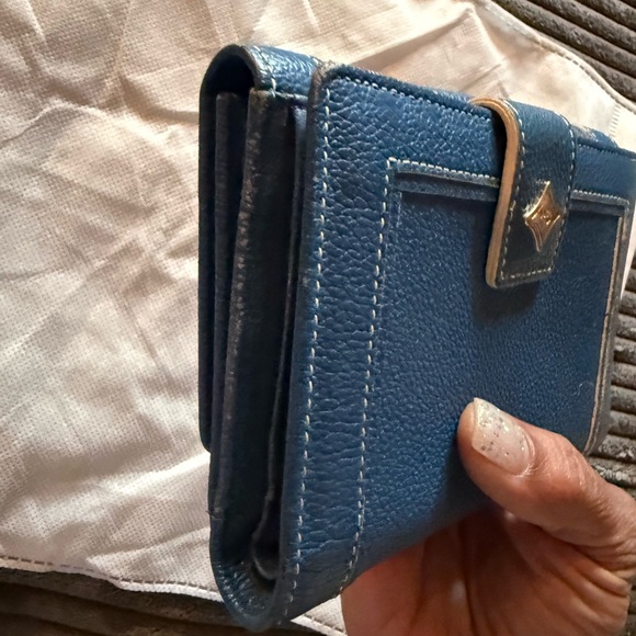 MCM Navy Leather Wallet with Gold Accents - Picture 3 of 7